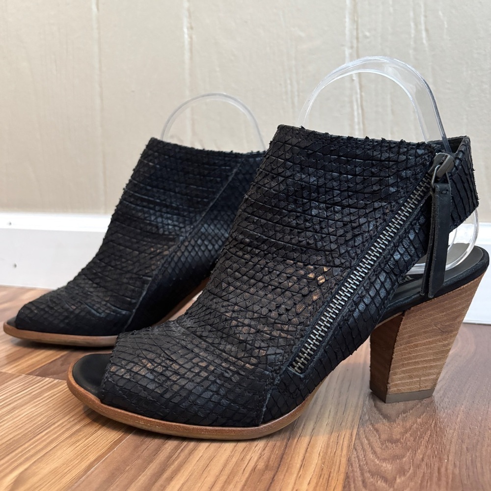 Paul Green Cayenne Peep Toe Heeled Bootie in Textured Reptile Snake Leather